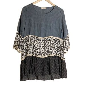 Boho Floral Peasant Top Size Medium
